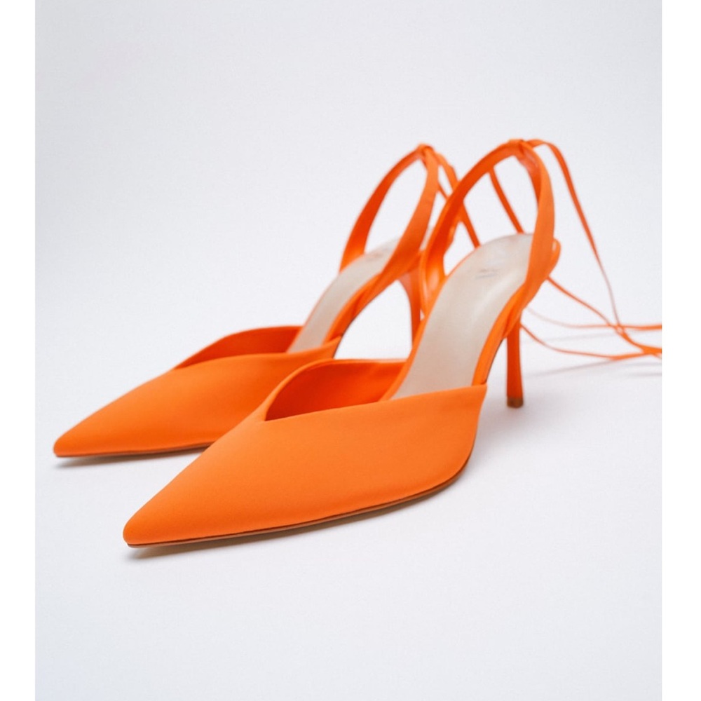ZARA LACE UP SLINGBACK HEELS - Picture 2 of 10